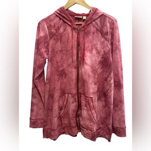 LOGO Lounge by Lori Goldstein Tie-Dye Full Zip Hoodie Light Weight Size Small